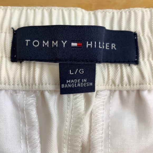 TOMMY HILFIGER White Relaxed Wide Leg Pleated Pants Size L - Picture 10 of 13